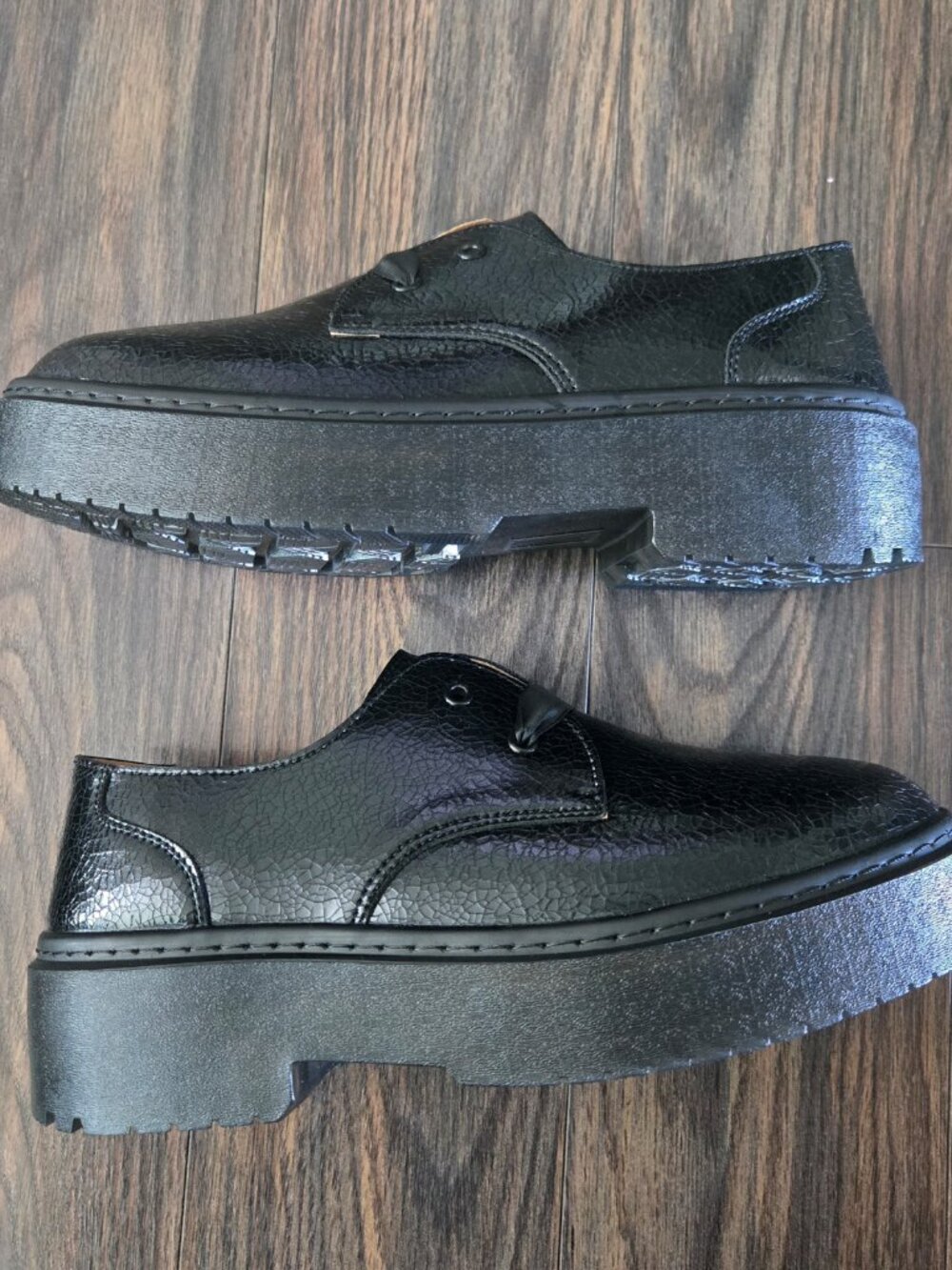 BEAUSEEN Women's Faux Black Leather Platform Loafers NWT/SIZE 10